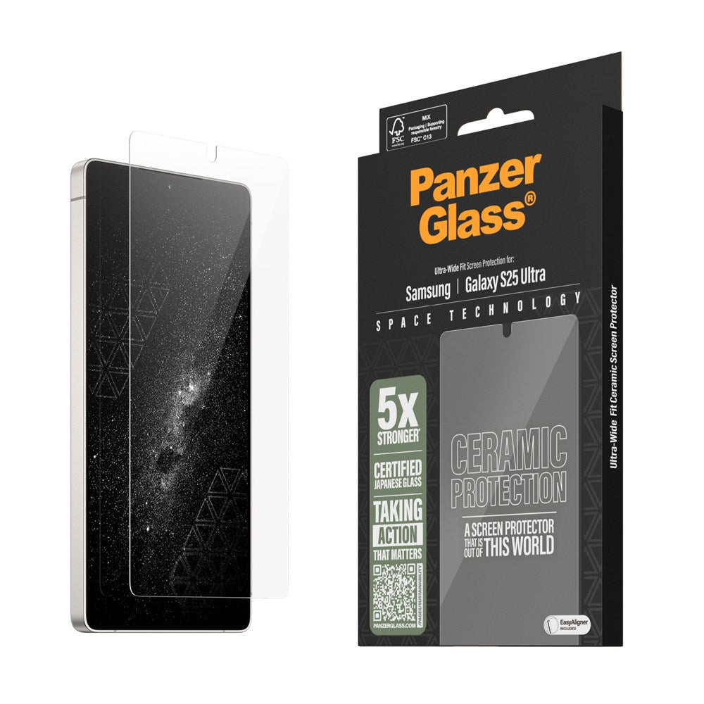 PanzerGlass Samsung Galaxy S25 Ultra - Ultra-Wide Fit Ceramic Skärmskyddsglas - Genomskinlig