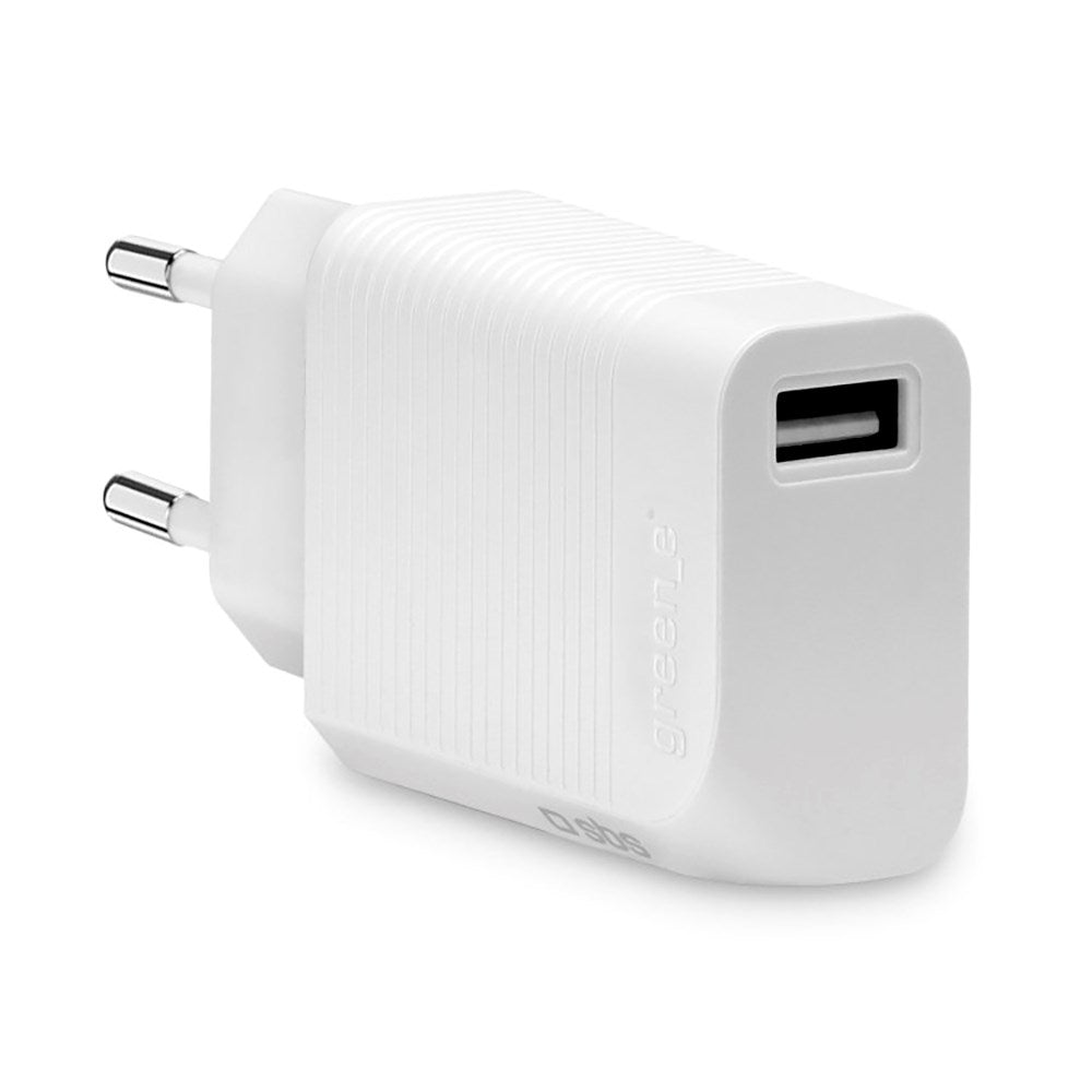 SBS x GREEN_E 18W USB-A Väggladdare med Återvinningssats - Vit