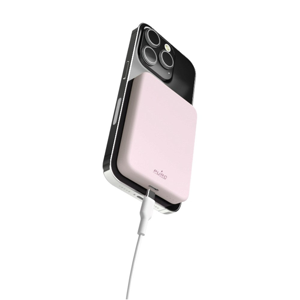 Puro Mini Power Mag 15W Magnetisk Powerbank 4200 mAh med USB-C Kontakt - MagSafe Kompatibel - Rosa