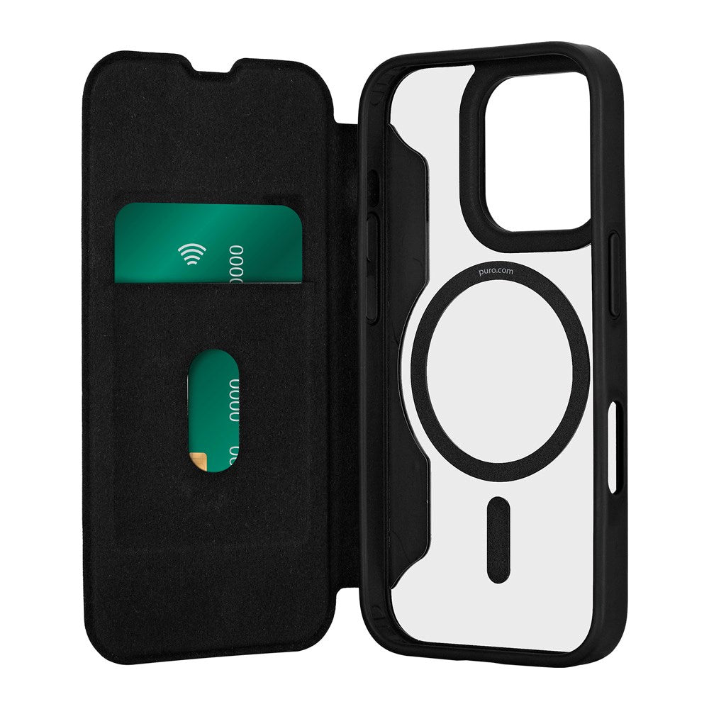 iPhone 16 Pro Max - Puro Booklet Flip Fodral - MagSafe Kompatibel - Svart