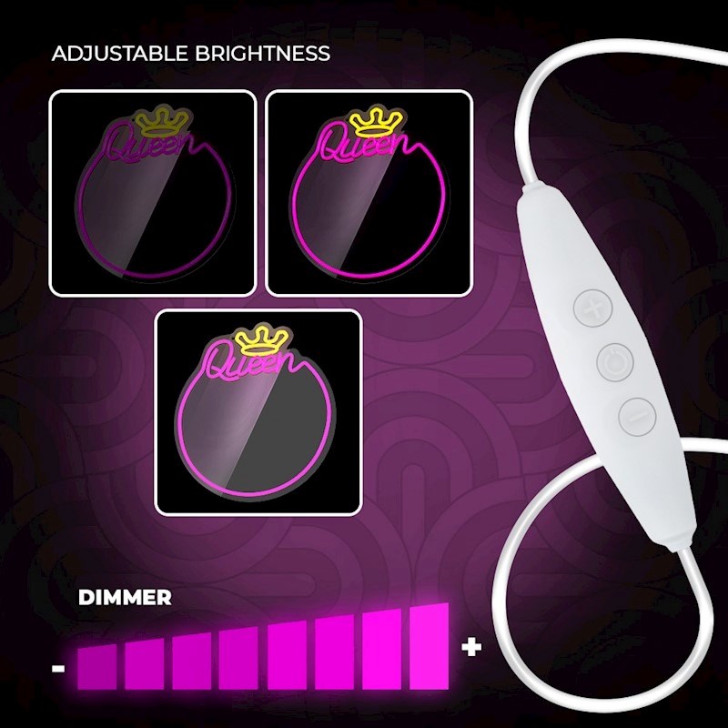 Forever Light LED Neon Ljus Spegel - "Queen"