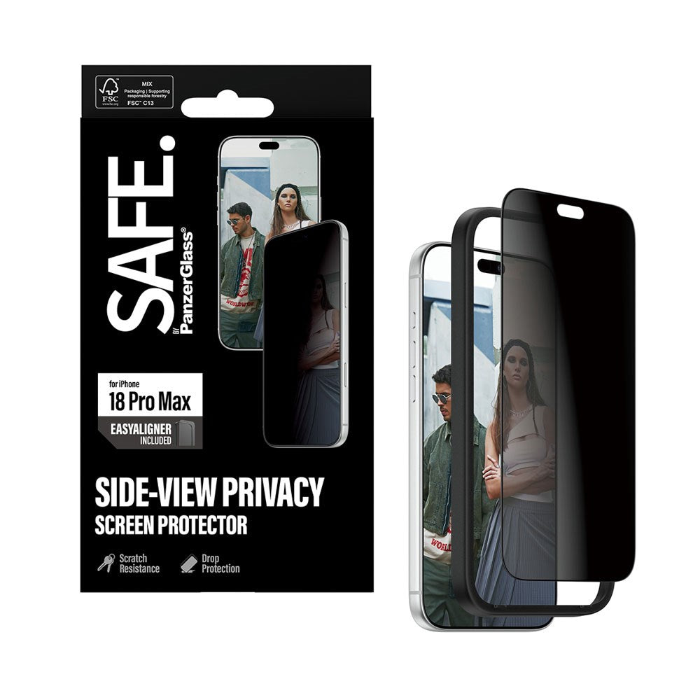 iPhone 18 Pro Max SAFE by PanzerGlass Ultra-Wide Fit Skärmskyddsglas med EasyAligner - Privacy - Genomskinlig