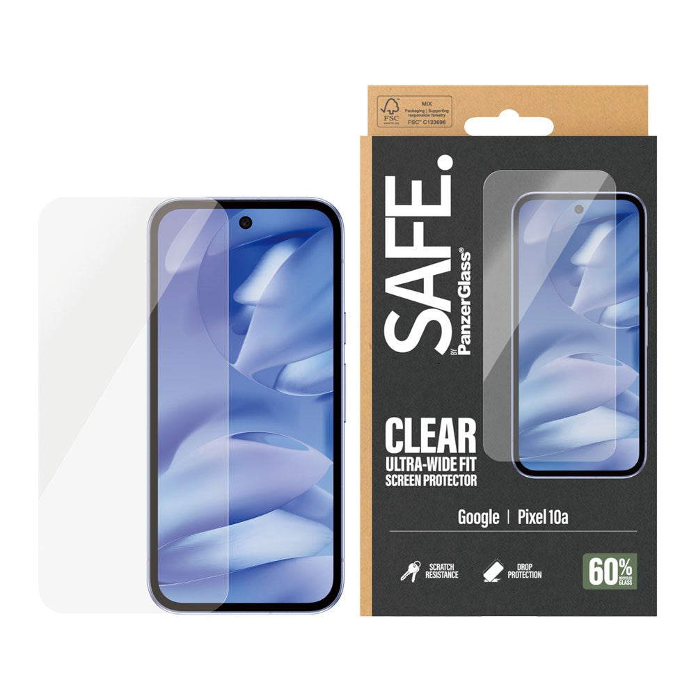 Google Pixel 10a SAFE by PanzerGlass Ultra-Wide Fit Skärmskyddsglas - Genomskinlig