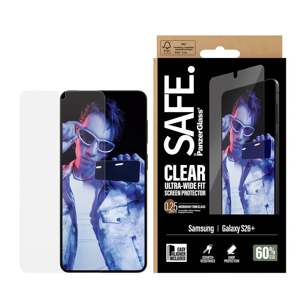 Samsung Galaxy S26+ (Plus) SAFE by PanzerGlass Ultra-Wide Fit Skärmskyddsglas - Genomskinlig