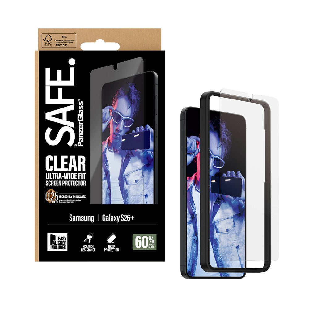 Samsung Galaxy S26+ (Plus) SAFE by PanzerGlass Ultra-Wide Fit Skärmskyddsglas - Genomskinlig