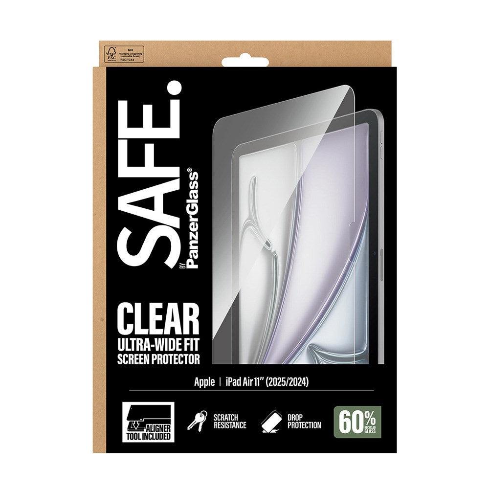 SAFE by PanzerGlass iPad Air 11" (2025 / 2024) Ultra-Wide Fit Skärmskyddsglas m. Installationsram - Genomskinlig
