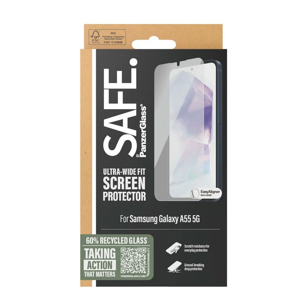 Samsung Galaxy A55 (5G) Safe By PanzerGlass® Ultra-Wide Fit Skärmskydd - Case Friendly - Gold Strength - Genomskinlig