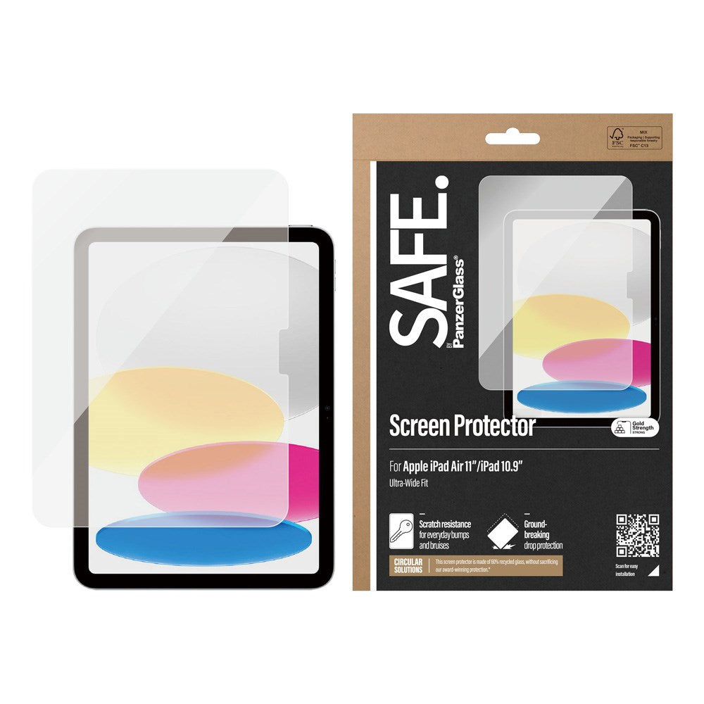 iPad 11" (2025) / iPad Air 11" (2024-2025) / 10.9" (2022-2024) Safe By PanzerGlass® Ultra-Wide Fit Skärmskydd - Case Friendly - Genomskinlig