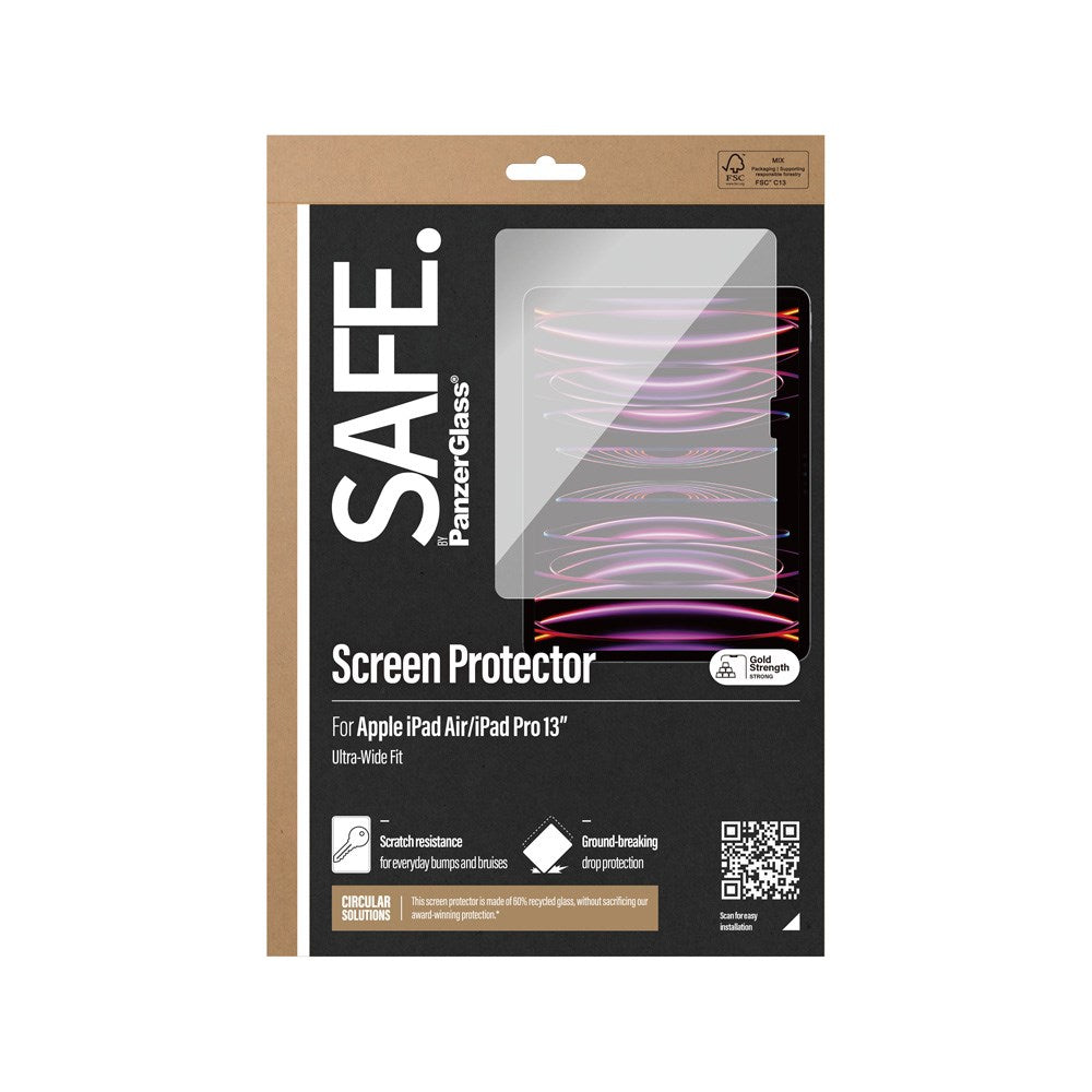 iPad Air 13" (2025 / 2024) / Pro 13" (2025 / 2024) Safe By PanzerGlass® Ultra-Wide Fit Skärmskydd - Case Friendly - Genomskinlig