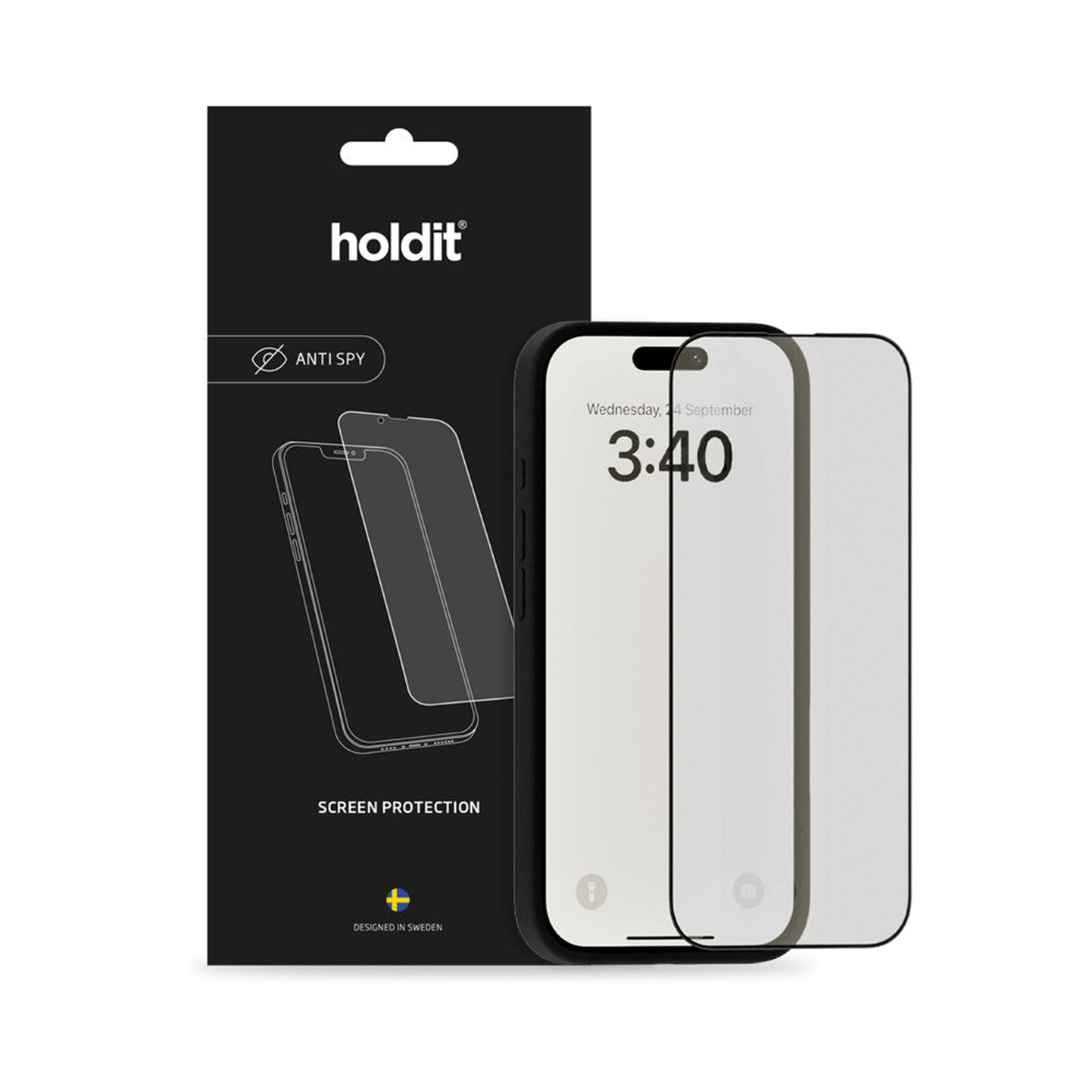 iPhone 15 Pro Holdit Skärmskydd Härdat Glas 9H m. Privacy Funktion - Svart Kant