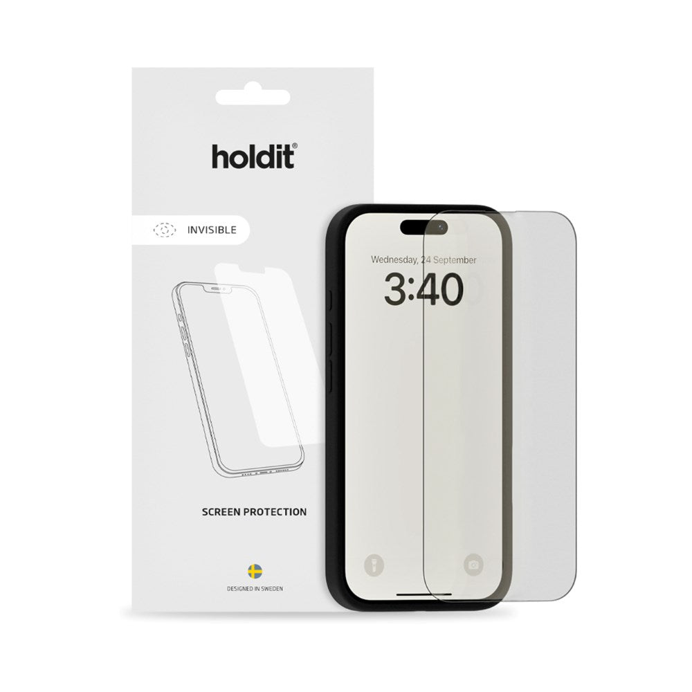 iPhone 14/13/13 Pro Holdit Skärmskydd Härdat Glas 9H - Skalvänligt - Transparent
