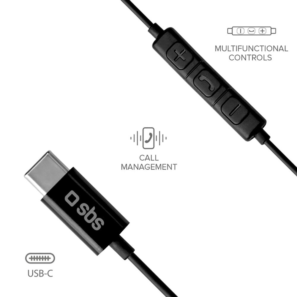 SBS Studio Mix 100c Hörlurar In-Ear med USB-C & Mikrofon - Svart