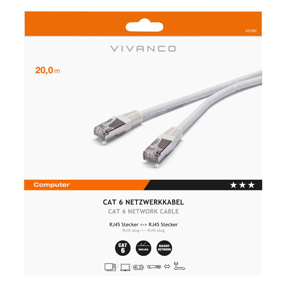 Nätverkskabel RJ45 Cat 6 M-M - 20m Svart