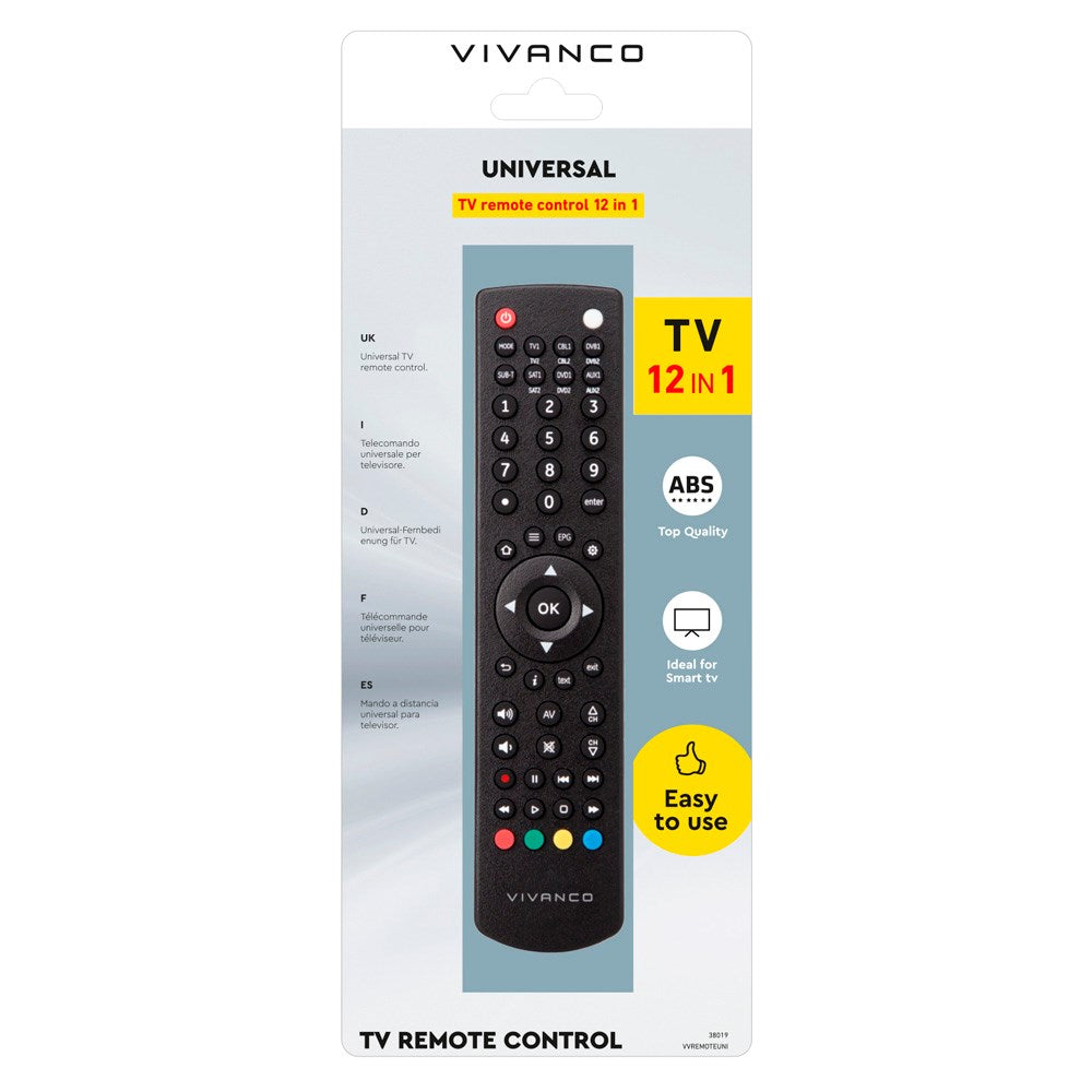 Vivanco Universalfjärrkontroll för TV / Smart TV / DVD-Spelare - Svart