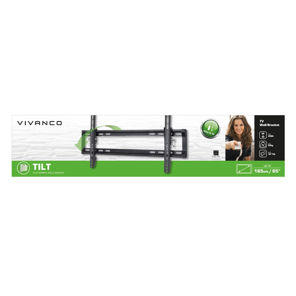 Vivanco TV-Väggfäste - Lutningsfunktion - 50 kg / 65" - Svart