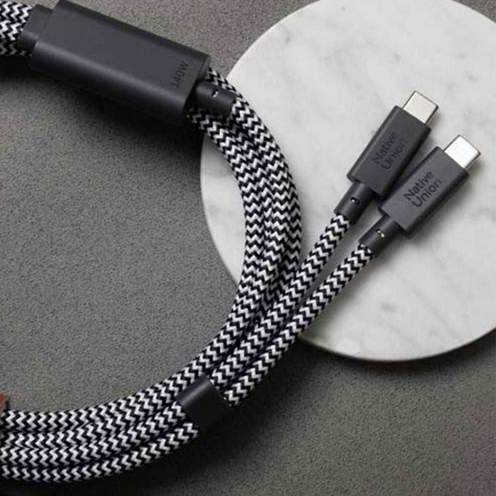 Native Union 2-i-1 USB-C till USB-C Kabel 140W - 2m - Zebra