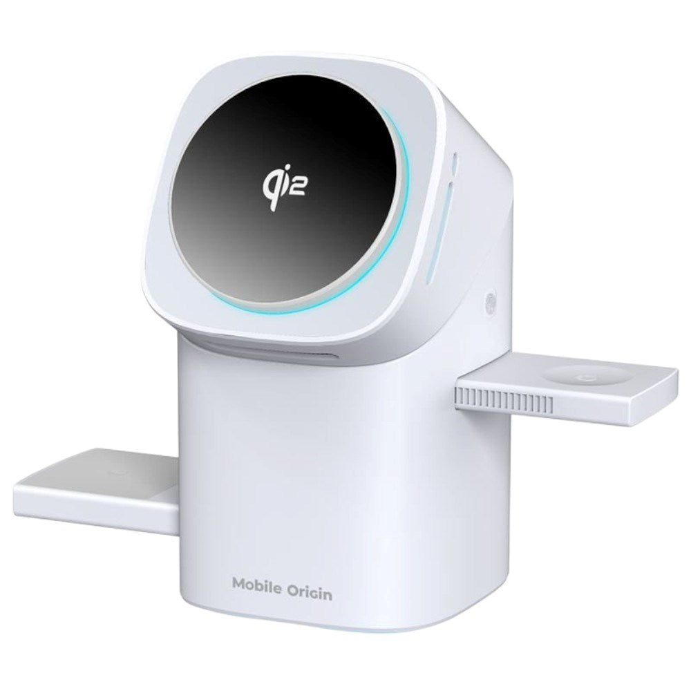 3-i-1 Qi2 Trådlös Laddare Mobile Origin - Telefon, Apple Watch & Hörlurar - Vit