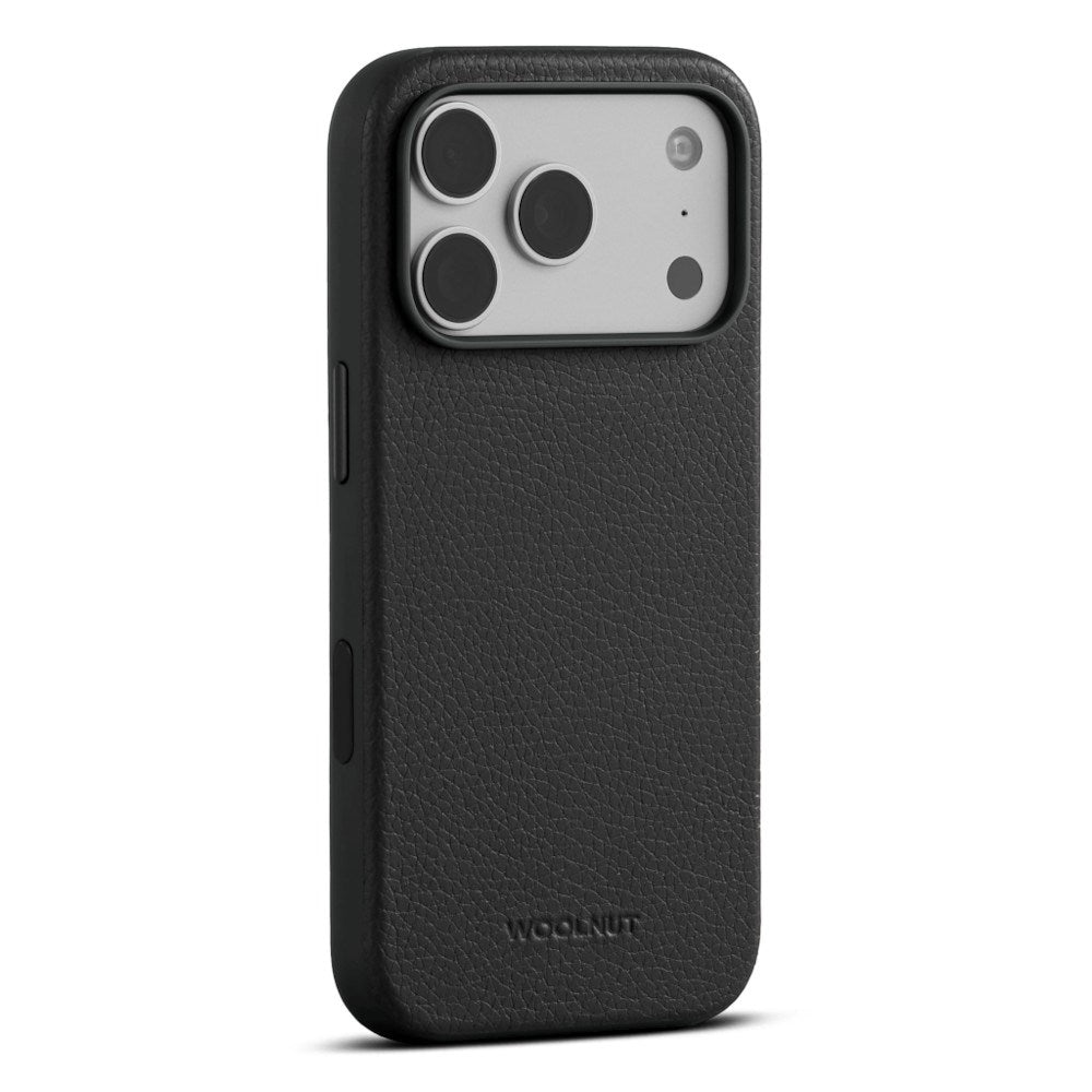 iPhone 18 Pro Max WOOLNUT Äkta Läder Skal - MagSafe Kompatibelt - Svart