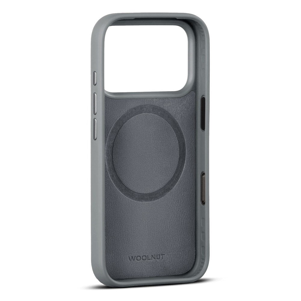 iPhone 18 Pro WOOLNUT Äkta Läder Skal - MagSafe Kompatibelt - Grå