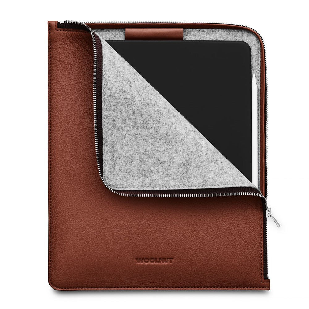 Woolnut iPad / Tablet (26.5 x 32.5 cm) Äkta Läder Folio Sleeve - Brun