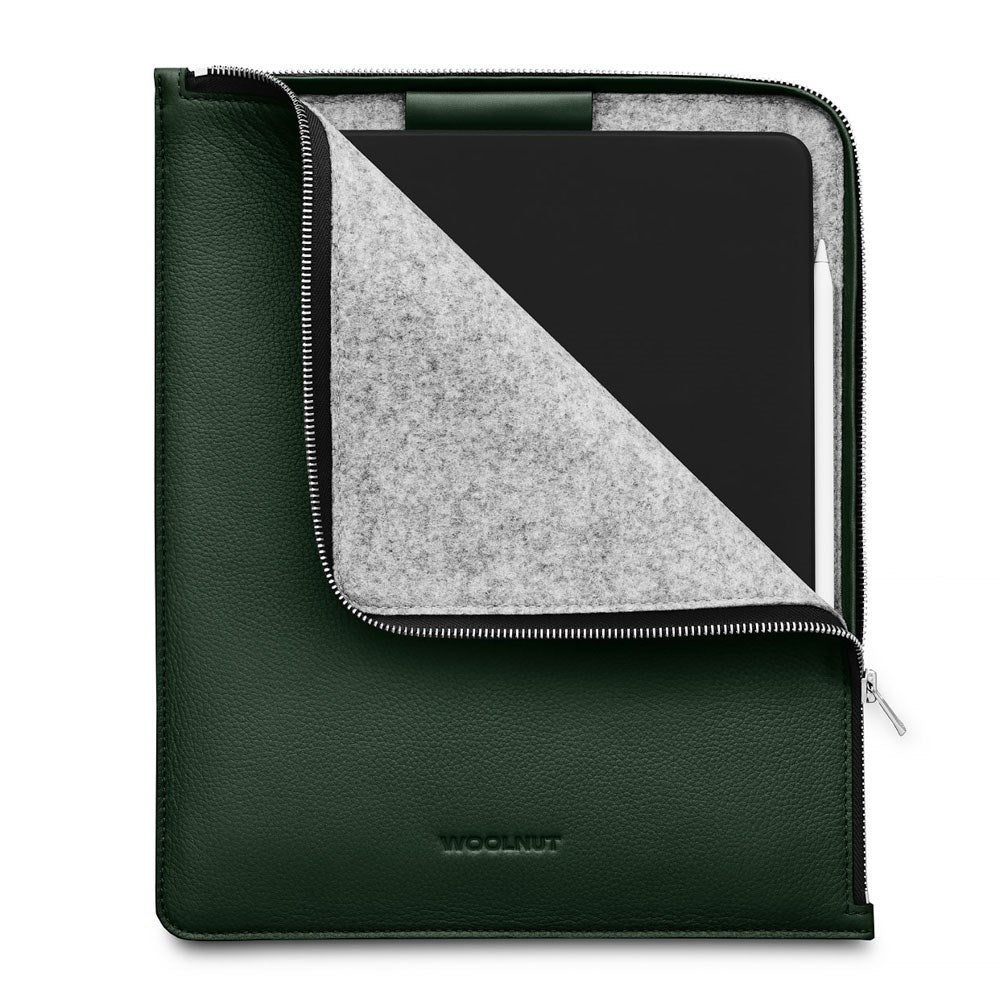 Woolnut iPad / Tablet (26.5 x 32.5 cm) Äkta Läder Folio Sleeve - Grön