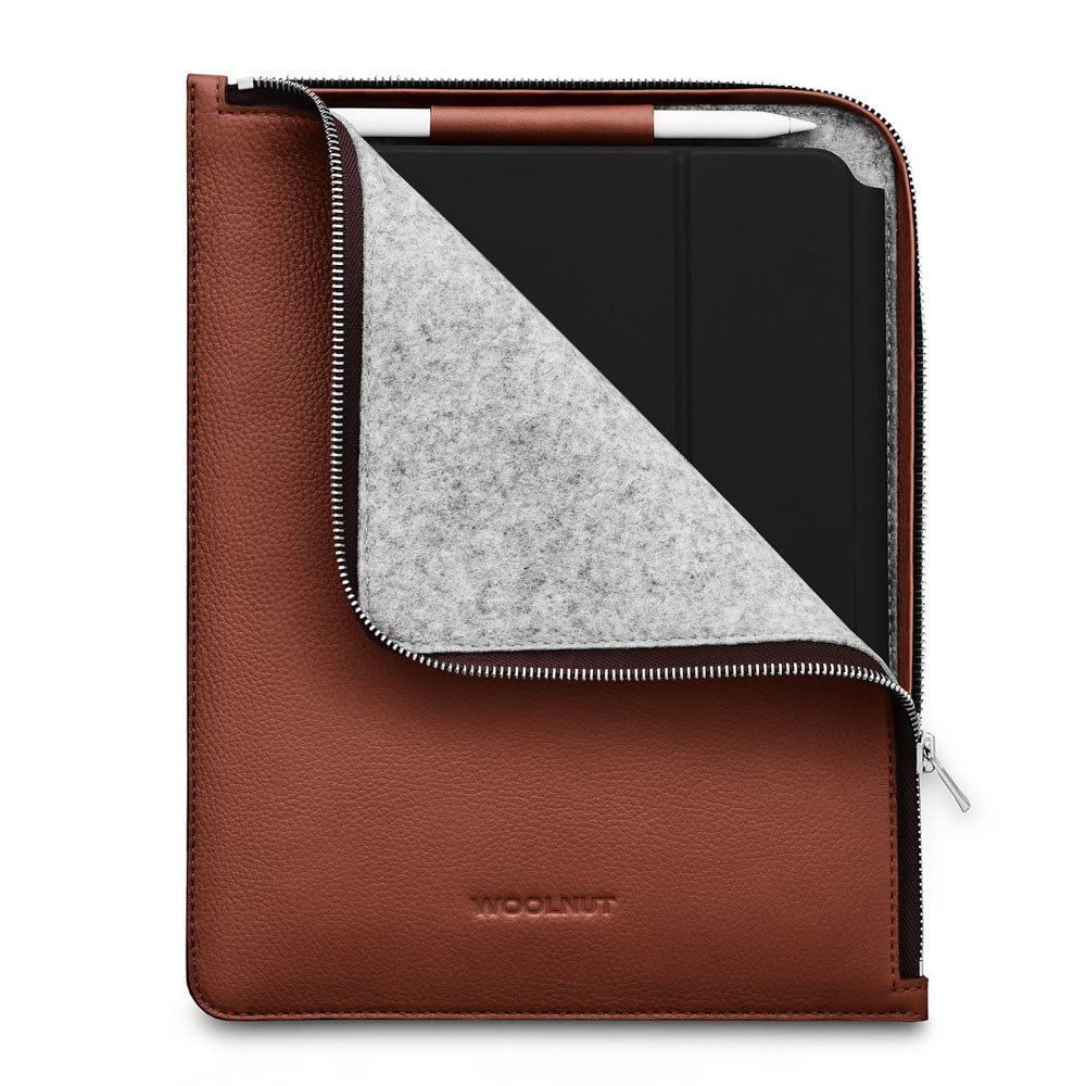 Woolnut iPad / Tablet (23 x 29 cm) Äkta Läder Folio Sleeve - Brun