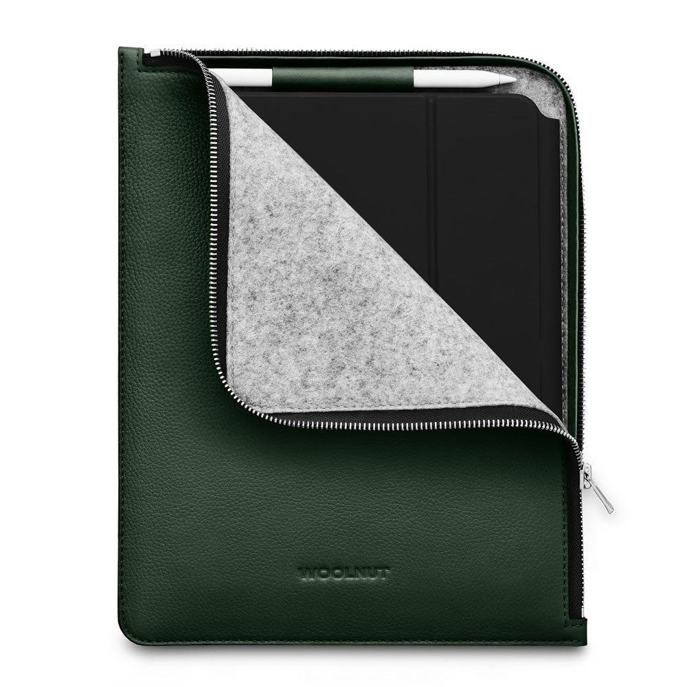 Woolnut iPad / Tablet (23 x 29 cm) Äkta Läder Folio Sleeve - Grön
