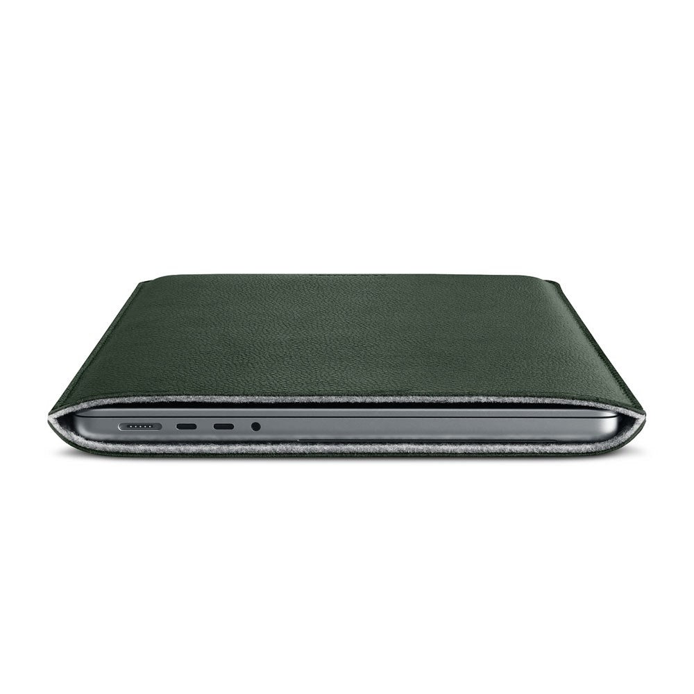 Woolnut MacBook Pro 14" M5 / M4 / M3 / M2 / M1 (2025 / 2021) Äkta Läder Folio Sleeve - 24.5 x 33 cm - Grön