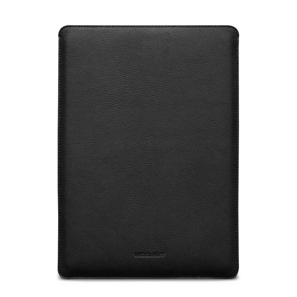 Woolnut MacBook Pro 16" M4 / M3 / M2 / M1 (2024 - 2021) Äkta Läder Folio Sleeve - 27.5 x 37.5 cm - Svart