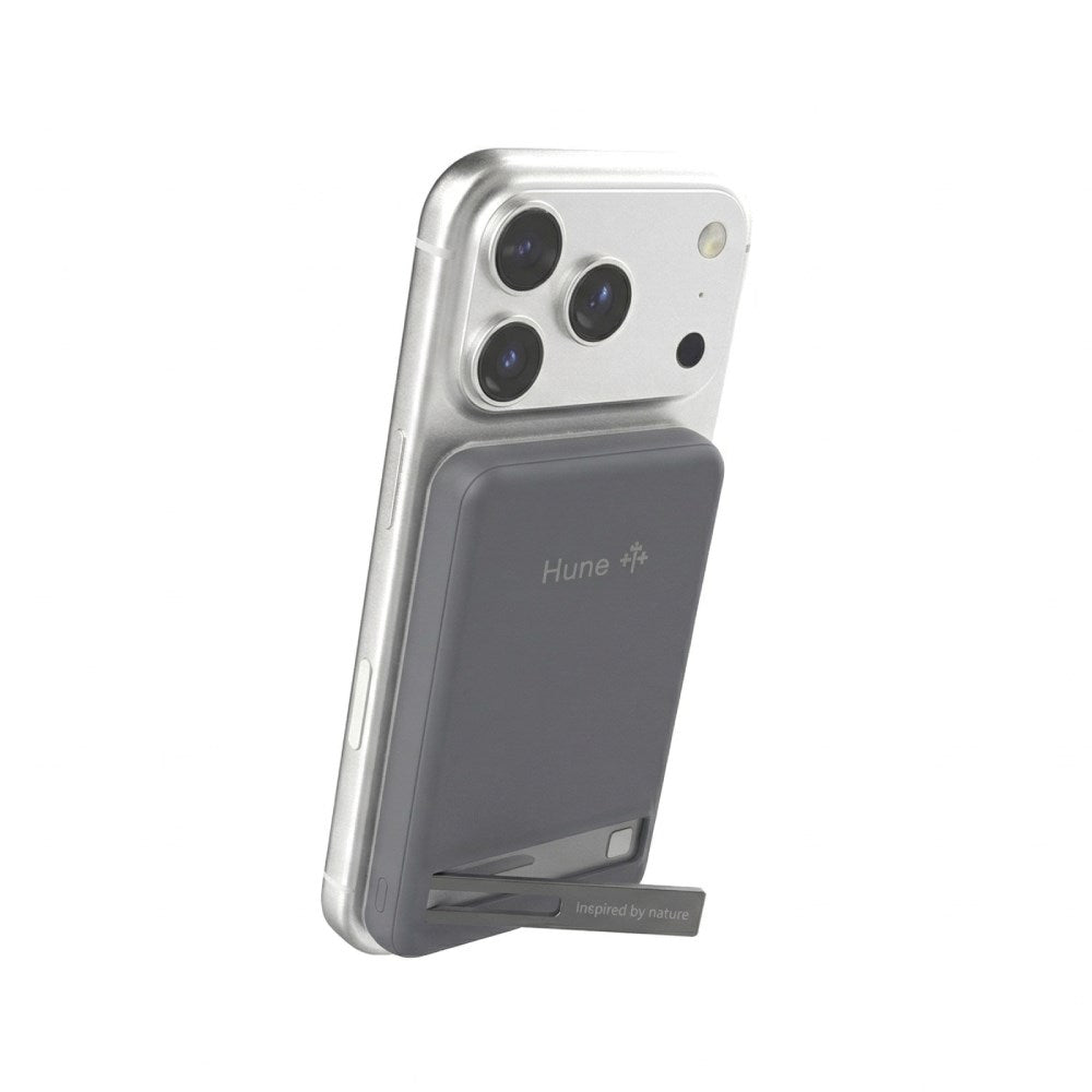 Hune Halcon 5000mAh Powerbank med Trådlös Laddning - MagSafe Kompatibel - Grå
