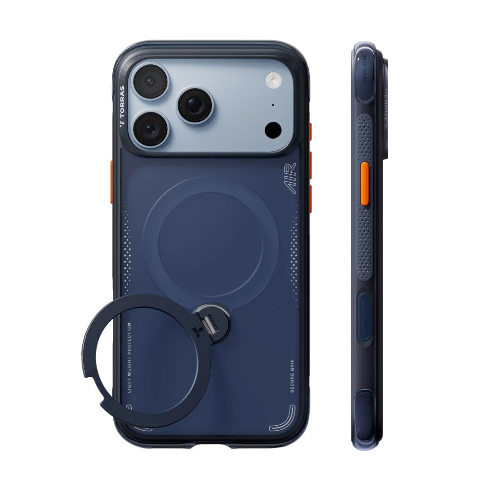 iPhone 18 Pro Max / 17 Pro Max TORRAS Ostand Q3 Air Skal - MagSafe Kompatibel - Deep Blue