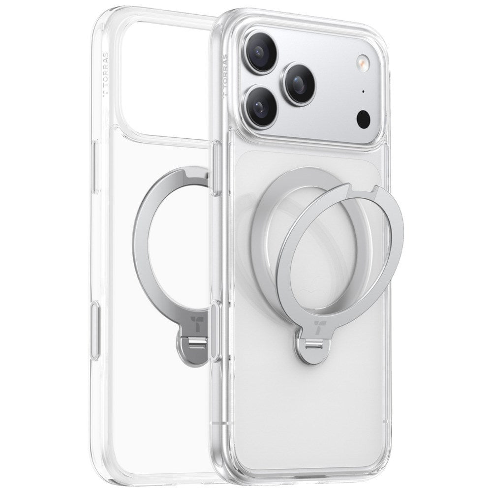 iPhone 18 Pro / 17 Pro TORRAS Ostand Q3 Spin Skal - MagSafe Kompatibel - Genomskinlig