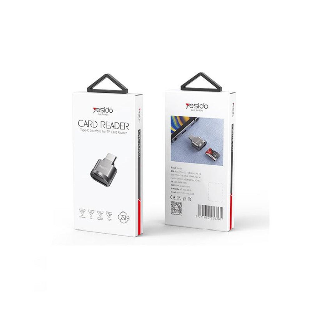 Yesido MicroSD Kortläsar Adapter m. USB-C – Grå