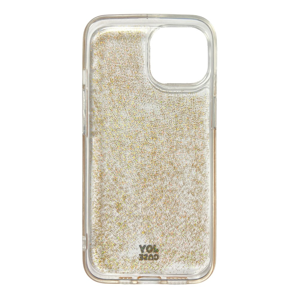 iPhone 14 / 13 Joy Case Hybrid Glitter Skal - Genomskinligt / Guld