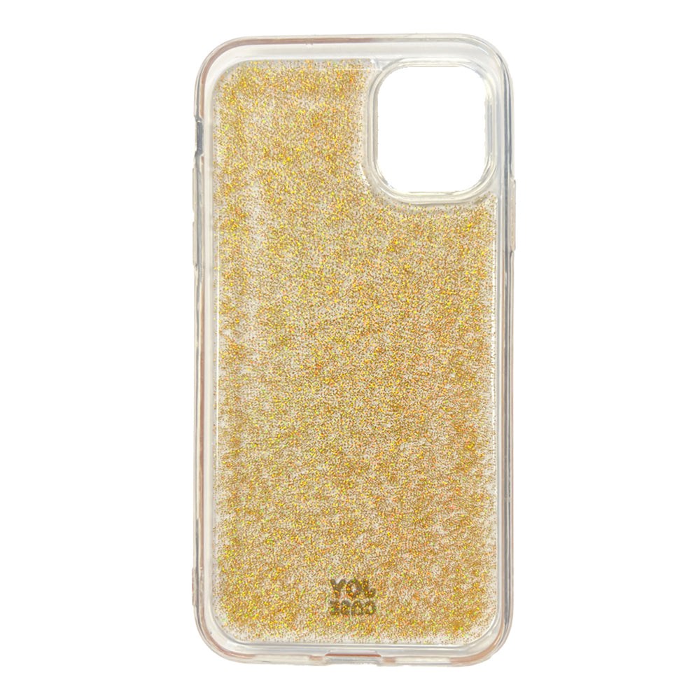 iPhone 11 Joy Case Hybrid Glitter Skal - Genomskinligt / Guld