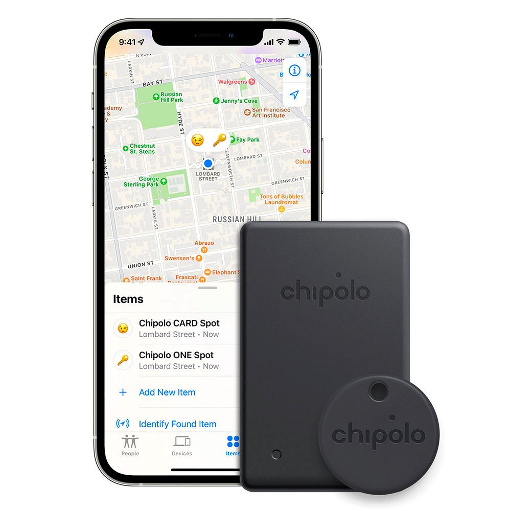 Chipolo ONE Spot & Card Spot Bundle - Kompatibel med Apple Find My - Svart