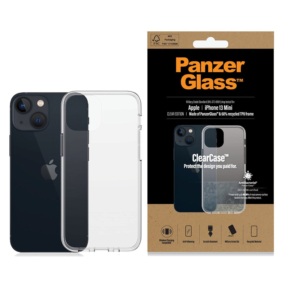 iPhone 13 Mini PanzerGlass ClearCase Skal - Antibakteriellt - Transparent