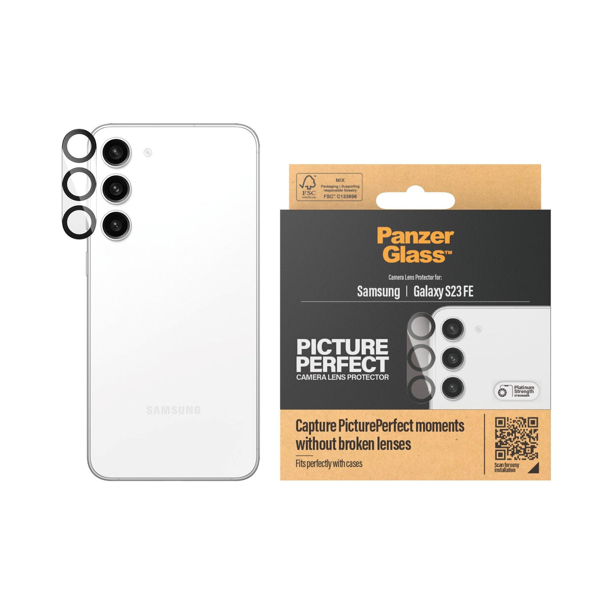 Samsung Galaxy S23 FE PanzerGlass PicturePerfect - Kameraskydd - Platinum Strength - Genomskinlig / Svart