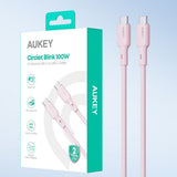 Aukey CB-SCC101 100W USB-C till USB-C-Kabel - 1m - Rosa