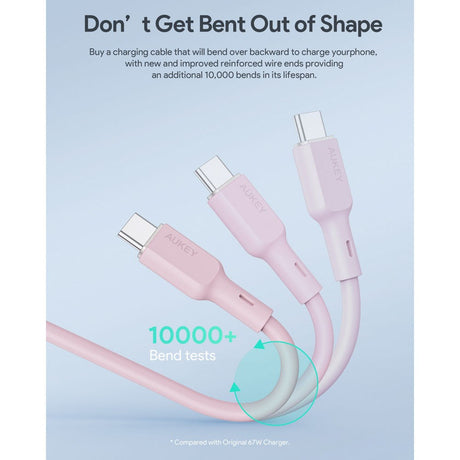 Aukey CB-SCC101 100W USB-C till USB-C-Kabel - 1m - Rosa
