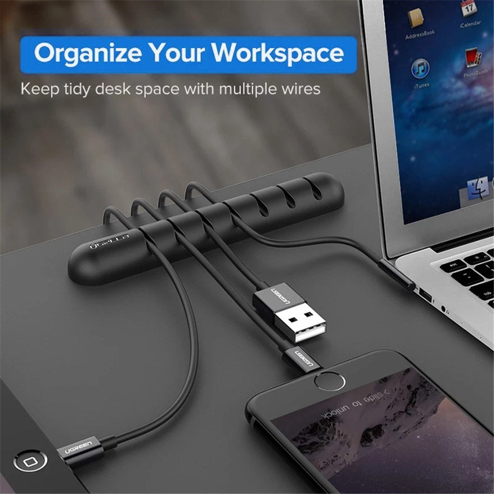 Flexibel & Självhäftande Kabelhållare med 7 Platser - Svart