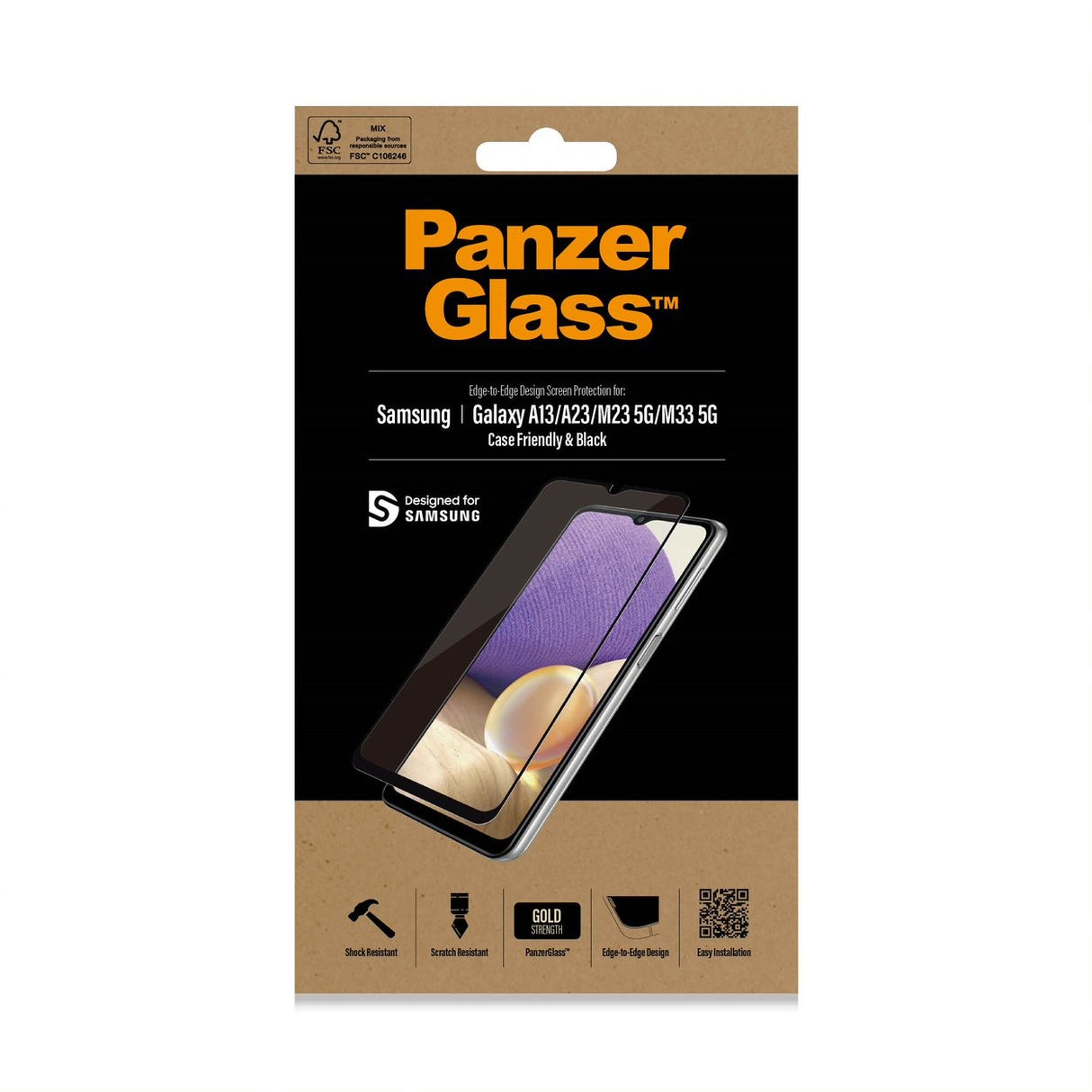 Samsung Galaxy A13 (4G) / A23 PanzerGlass Edge-to-Edge Skärmskydd - Case-Friendly - Svart Kant