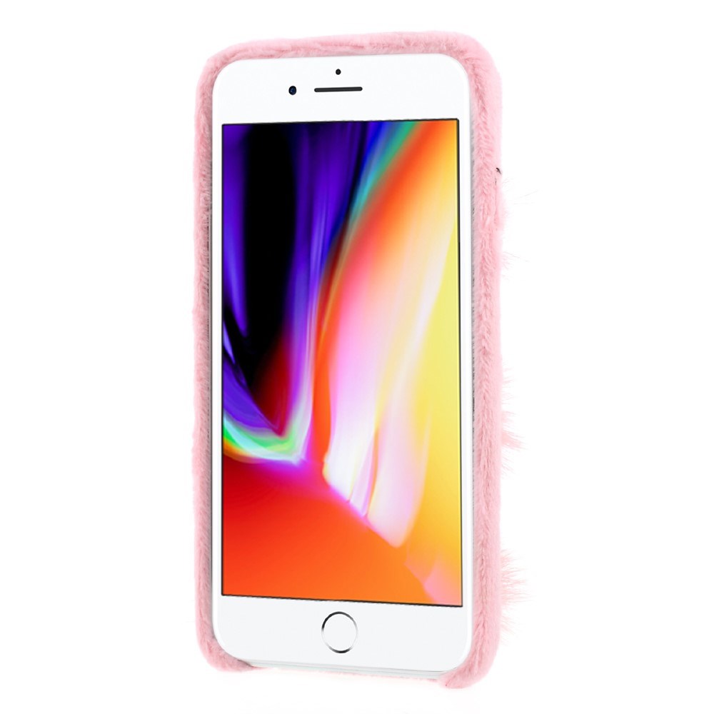 iPhone SE (2022/2020) / 8 / 7 Skal - Kaninpäls med Strass och Pärlor - Rosa