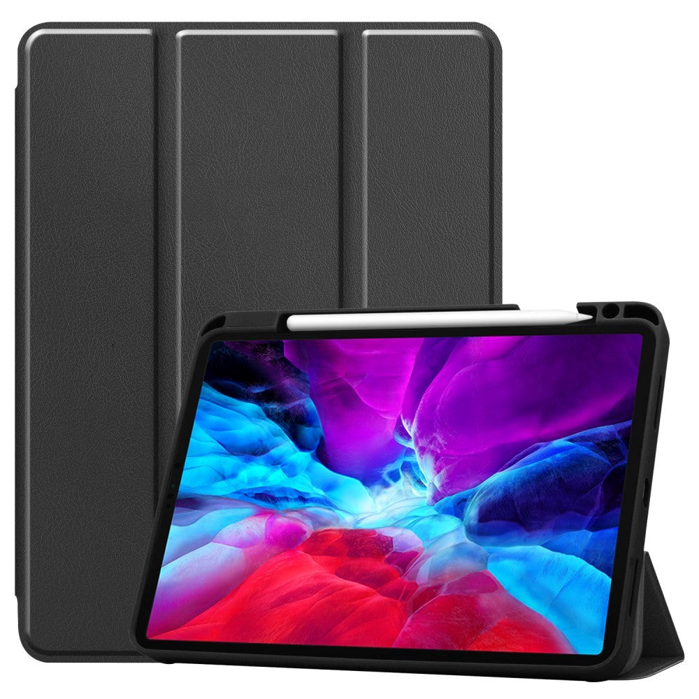 iPad Pro 12.9" (2022 / 2021 / 2020 / 2018) Tri-fold Fodral med Stylus Pen Hållare - Svart