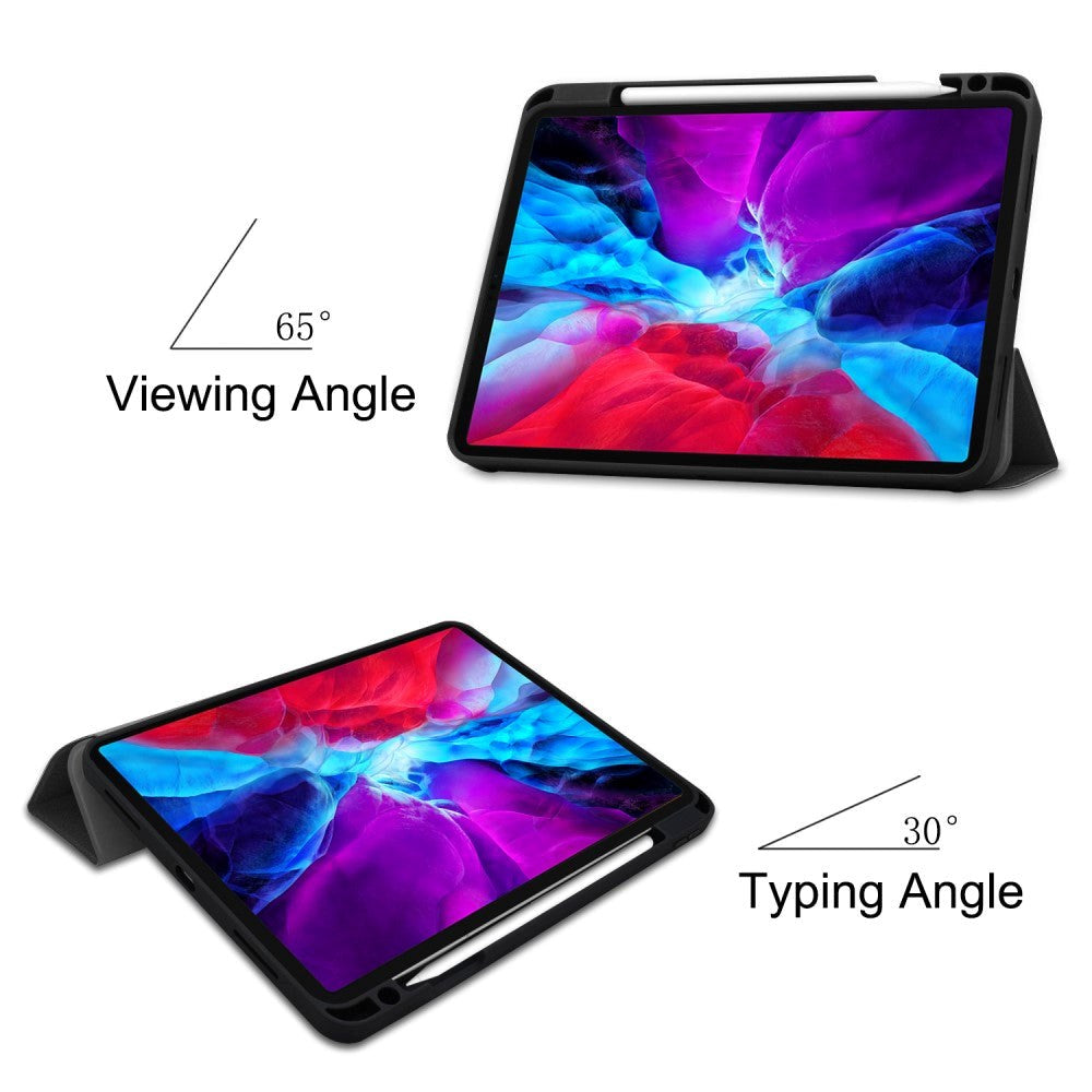 iPad Pro 12.9" (2022 / 2021 / 2020 / 2018) Tri-fold Fodral med Stylus Pen Hållare - Svart