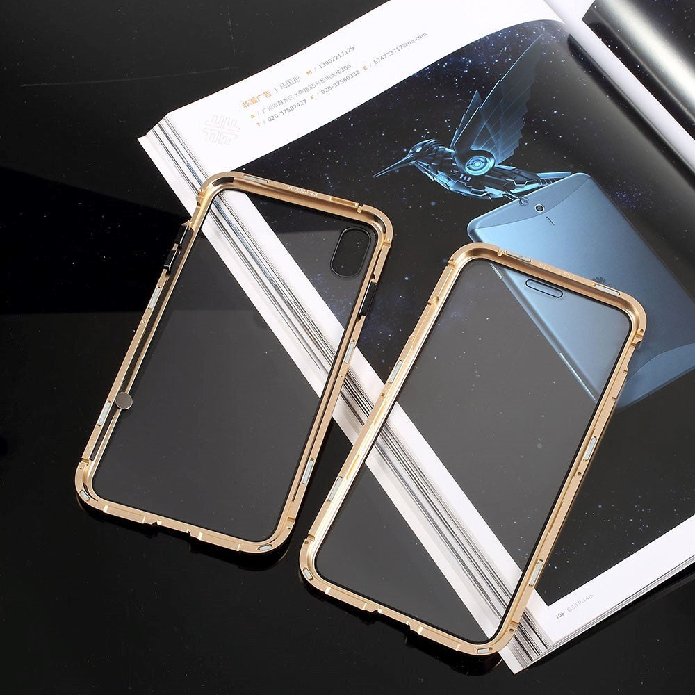 iPhone X / Xs 360 ° magnetiskt Fodral m. Glass Front & Back - Guld