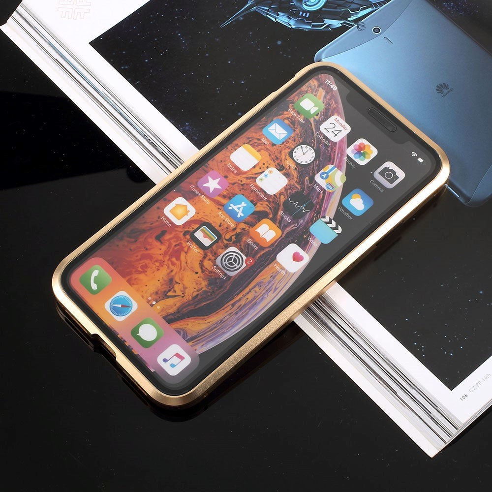 iPhone X / Xs 360 ° magnetiskt Fodral m. Glass Front & Back - Guld