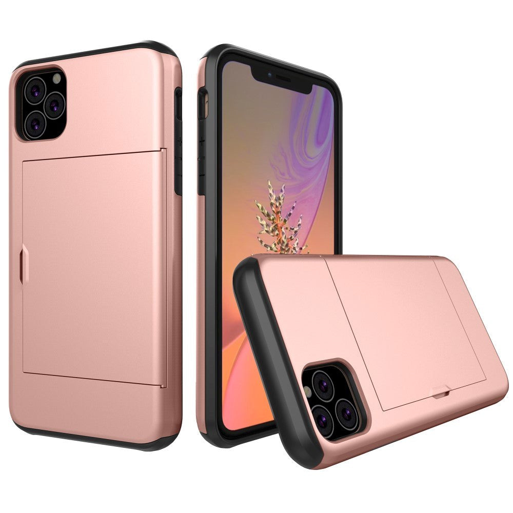 iPhone 11 Tåligt Skal med Korthållare - Rött guld