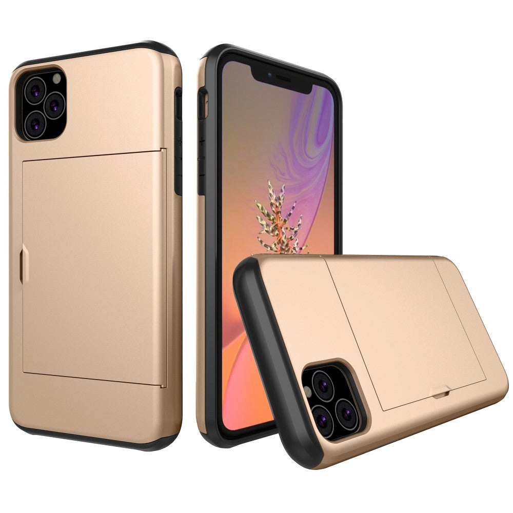 iPhone 11 Tåligt Skal med Korthållare - Guld