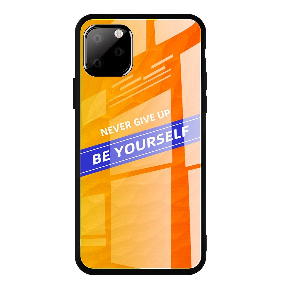 iPhone 11 Pro Max Skal med Glasbaksida - Be Yourself Orange